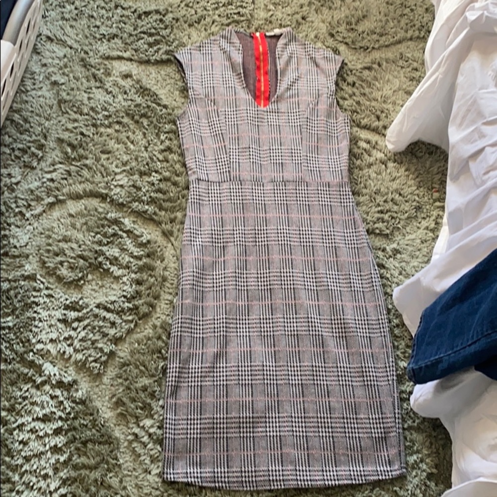 Patterned midi business dress